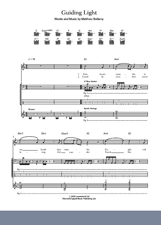 guiding light gitarre tab muse