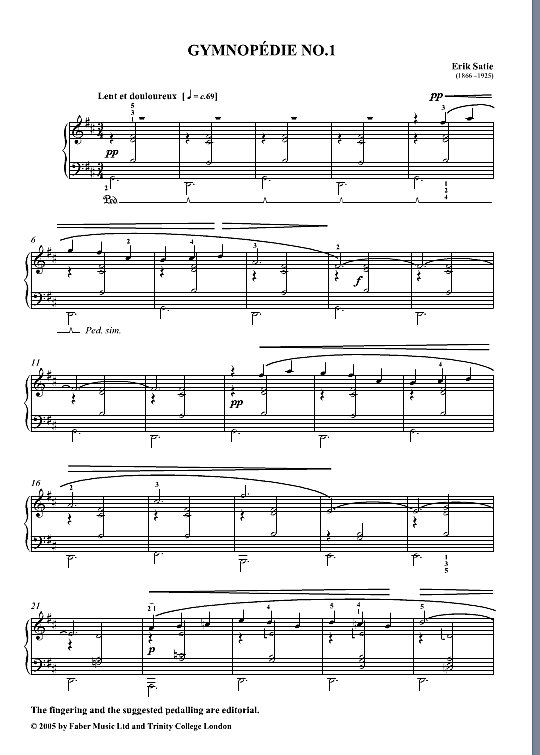 gymnopedie no. 1 klavier solo erik satie