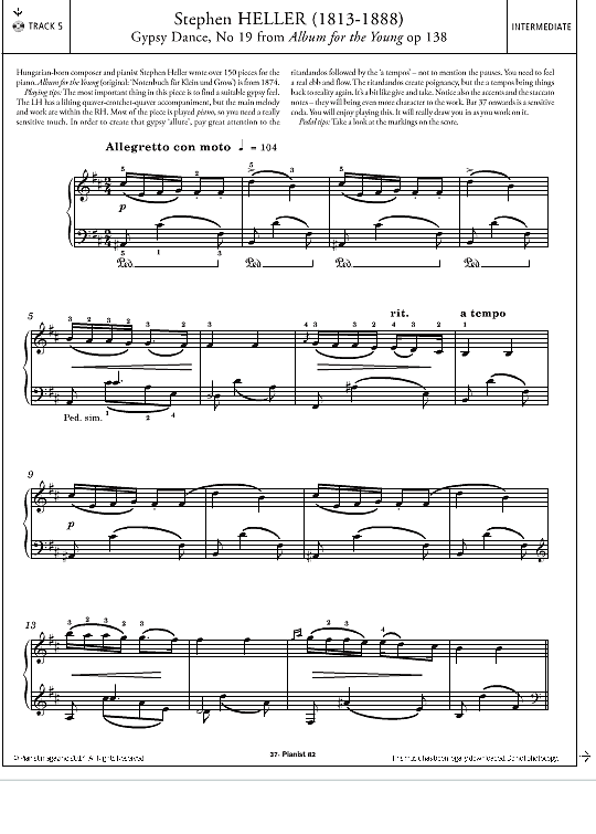 gypsy dance, album for the young op.138 no.19 klavier solo stephen heller