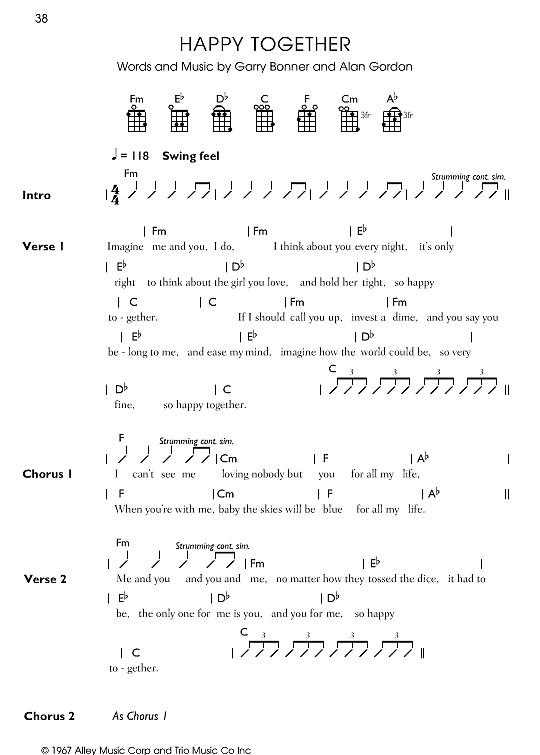 happy together ukulele chord songbook the turtles