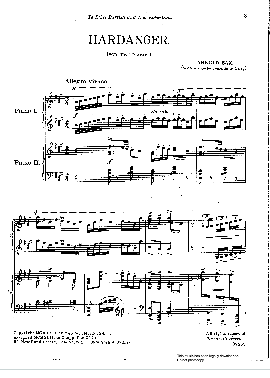 hardanger klavier vierhndig arnold bax