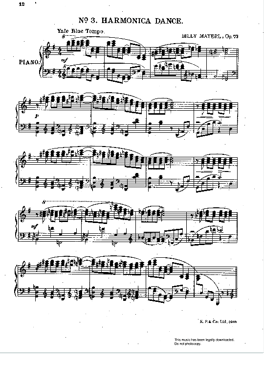 harmonica dance from three dances in syncopation op.73  klavier solo billy mayerl