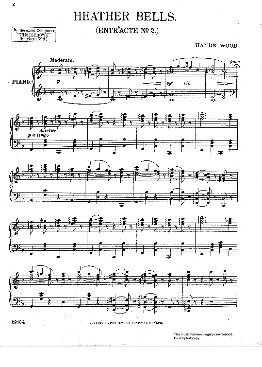 heather bells entr acte no.2 klavier solo haydn wood