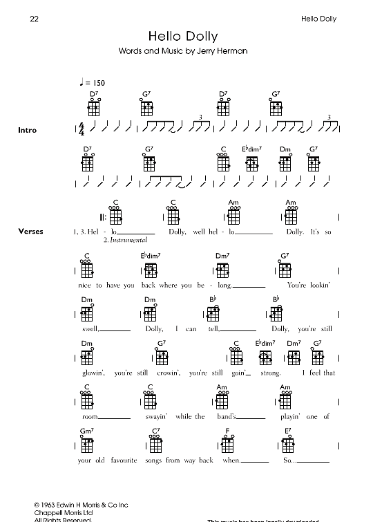 hello, dolly! alt. hello dolly ukulele chord songbook jerry herman
