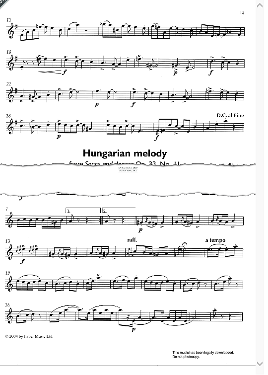 hungarian melody from songs and dances op. 33, no.11 klavier & melodieinstr. adolf jensen