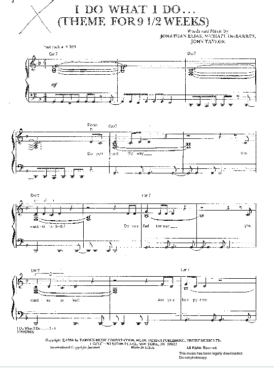 i do what i do theme for 9 1/2 weeks klavier gesang & gitarre john taylor