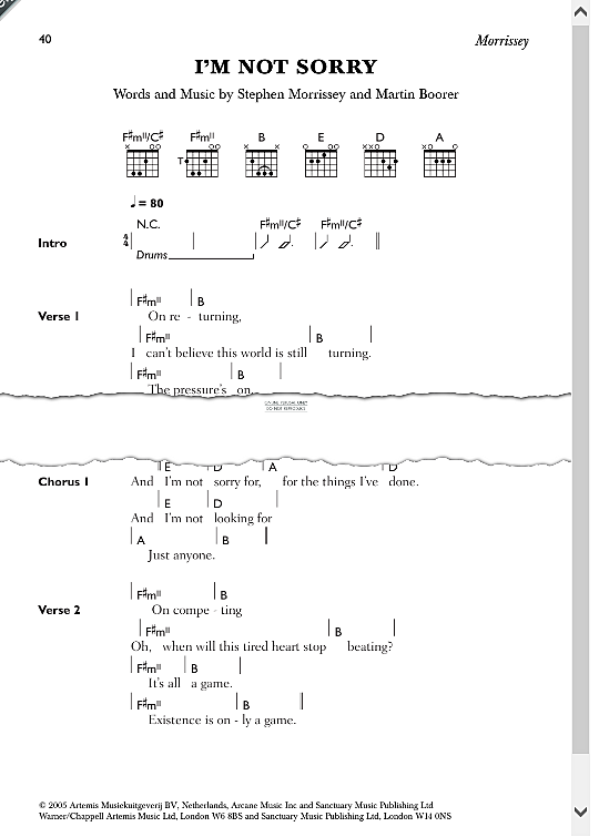 i m not sorry songbook mit akkorden morrissey