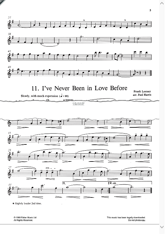 i ve never been in love before klavier & melodieinstr. frank loesser