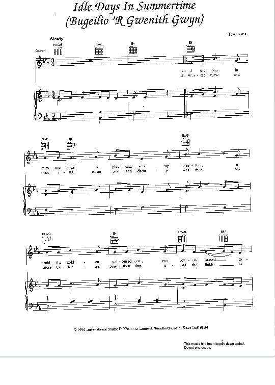 idle days in summertime bugeilio r gwenith gwyn klavier gesang & gitarre welsh traditional