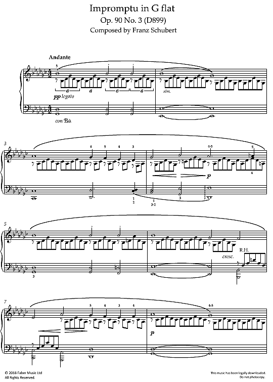 impromptu in g flat op. 90 no. 3 d899 klavier solo franz schubert