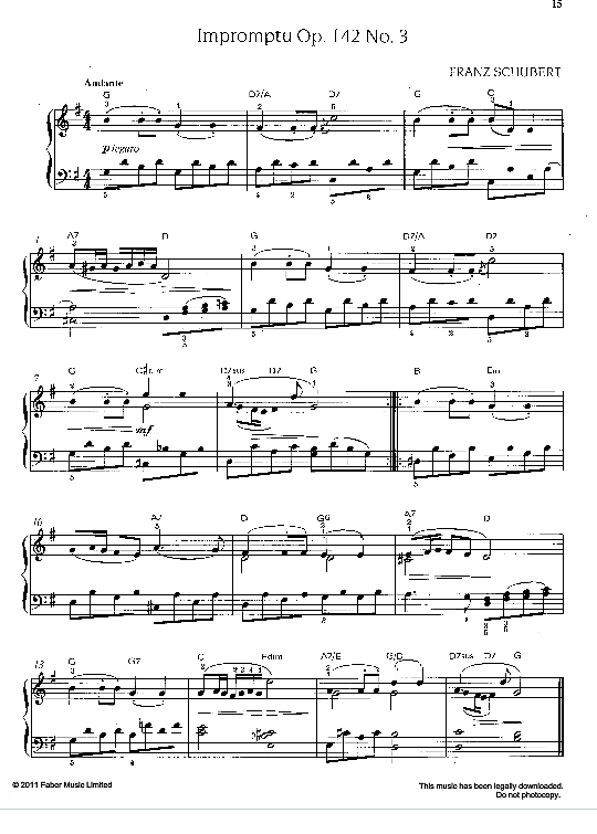 impromptu op. 142 no. 3 klavier solo franz schubert