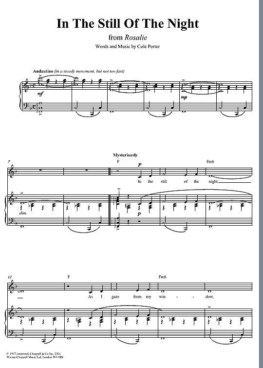 in the still of the night klavier gesang & gitarre cole porter