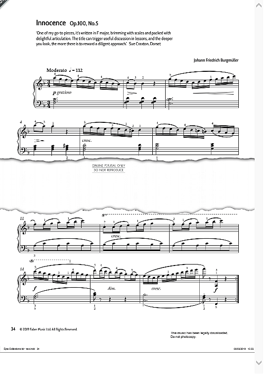 innocence op.100, no.5 klavier solo johann friedrich burgmueller