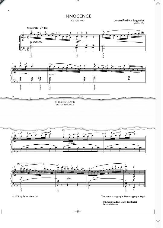 innocence op.100, no.5 klavier solo johann friedrich burgmueller