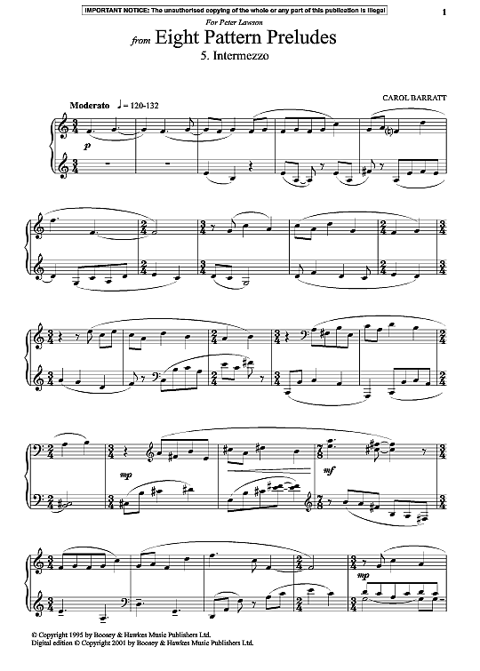 intermezzo from eight pattern preludes klavier solo carol barratt