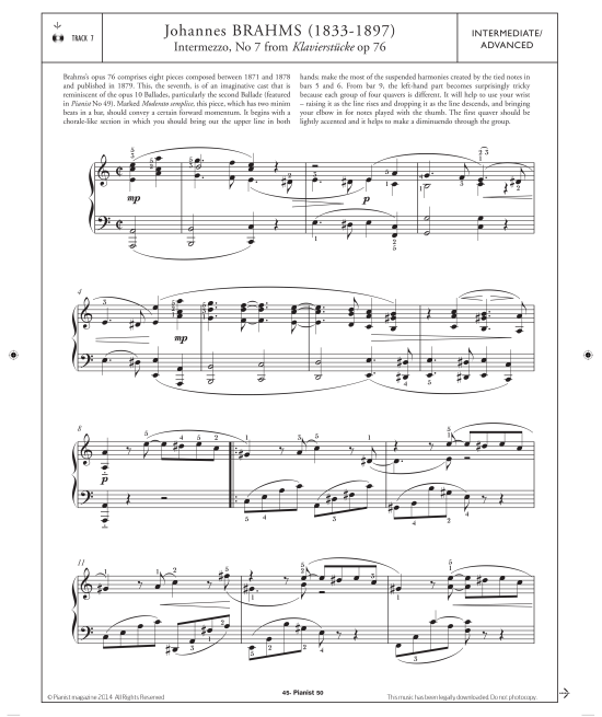 intermezzo no.7 from klavierstuecke op.76 klavier solo johannes brahms