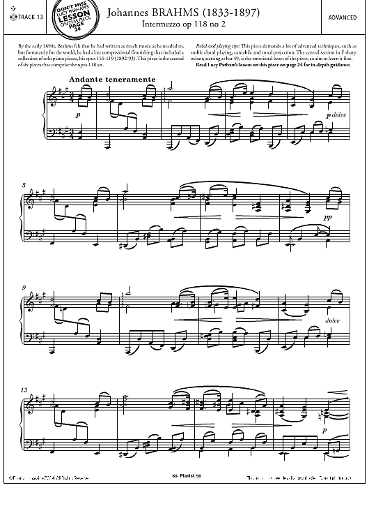 intermezzo op.118 no.2 klavier solo johannes brahms