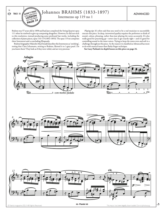 intermezzo op.119 no.1 klavier solo johannes brahms
