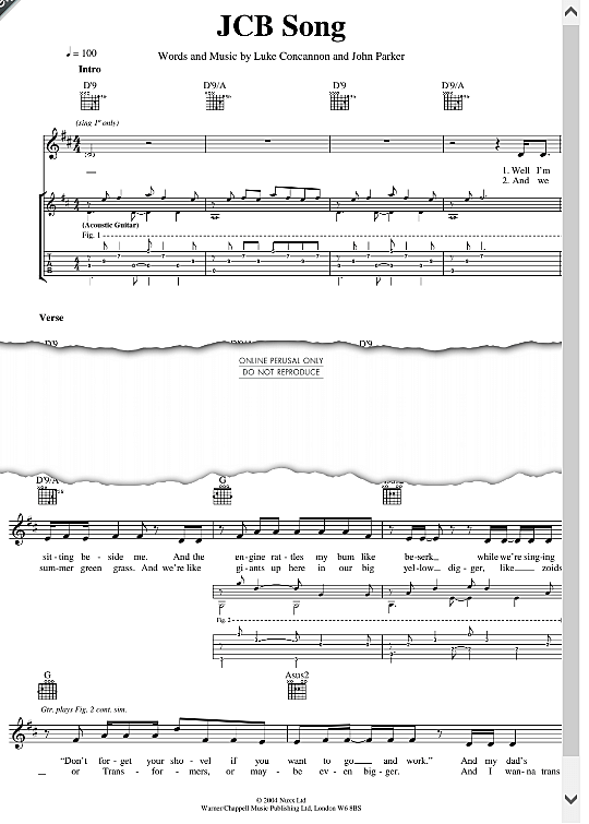 jcb song gitarre tab nizlopi