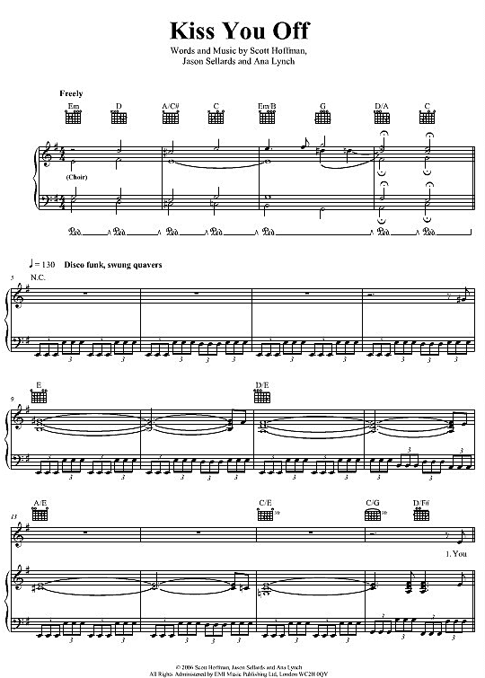 kiss you off klavier gesang & gitarre scissor sisters