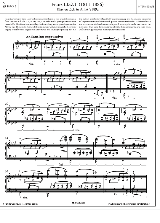 klavierstueck in a flat s189a klavier solo franz liszt