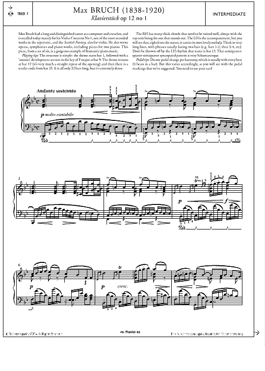 klavierstuecke op.12 no.1 klavier solo max bruch