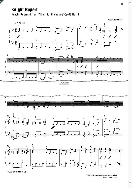 knight rupert knecht ruprecht from album for the young , op.68 no. 12 best of grade 4 piano klavier solo robert schumann