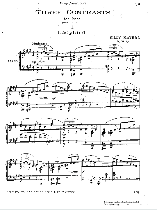 ladybird from three contrasts op.24, no.1  klavier solo billy mayerl