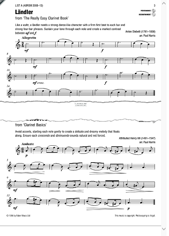 laendler from the really easy clarinet book  klavier & melodieinstr. anton diabelli
