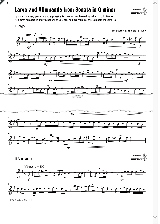 largo and allemande from sonata in g minor klavier & melodieinstr. jean baptiste loeillet