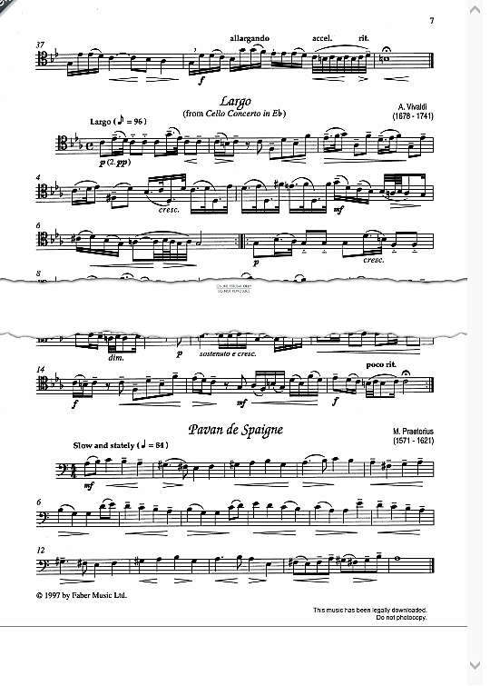 largo from cello concerto in eb  klavier & melodieinstr. antonio vivaldi