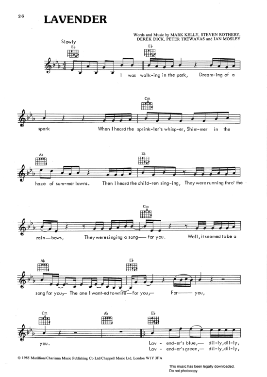 lavender melodie & akkorde marillion