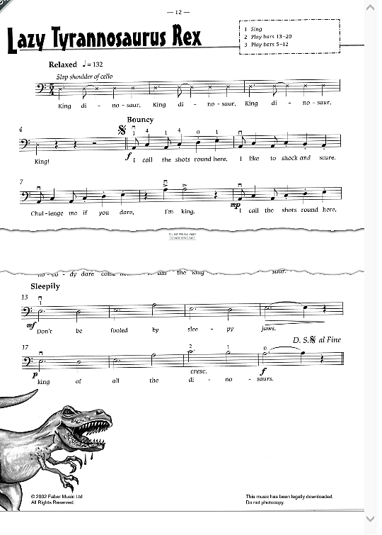 lazy tyrannosaurus rex klavier & melodieinstr. pam wedgwood