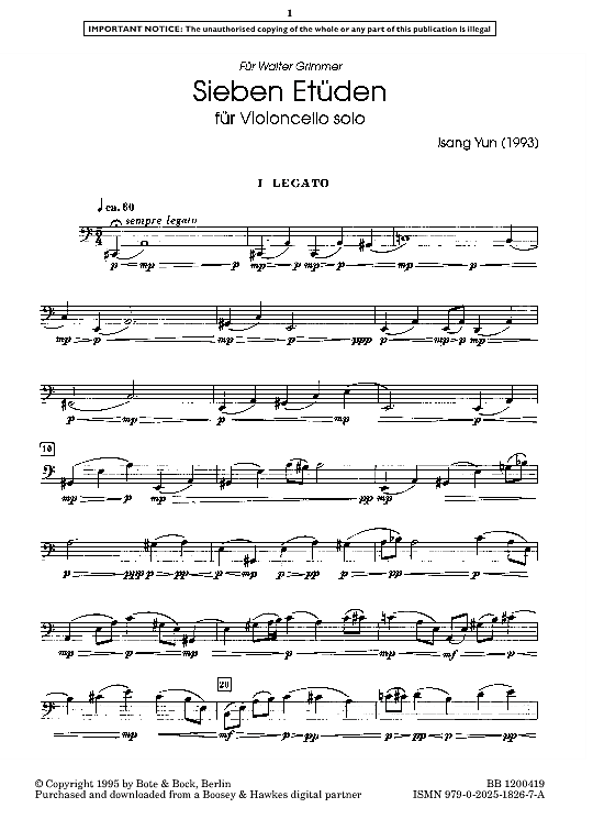 legato 7 etudes, no. 1 solo 1 st. isang yun
