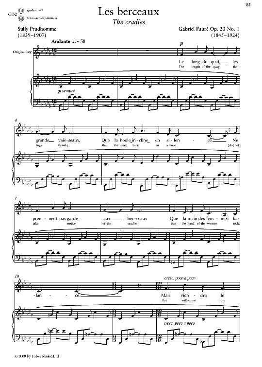 les berceaux op. 23 no. 1 klavier & gesang gabriel faure