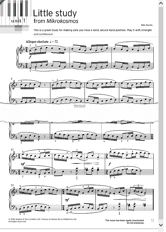 little study from mikrokosmos klavier solo bela bartok