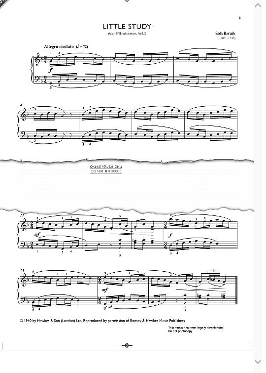 little study from mikrokosmos, vol.3 from real repertoire studies grades 4 6 klavier solo bela bartok