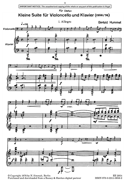 little suite, op. 19a klavier & melodieinstr. bertold hummel