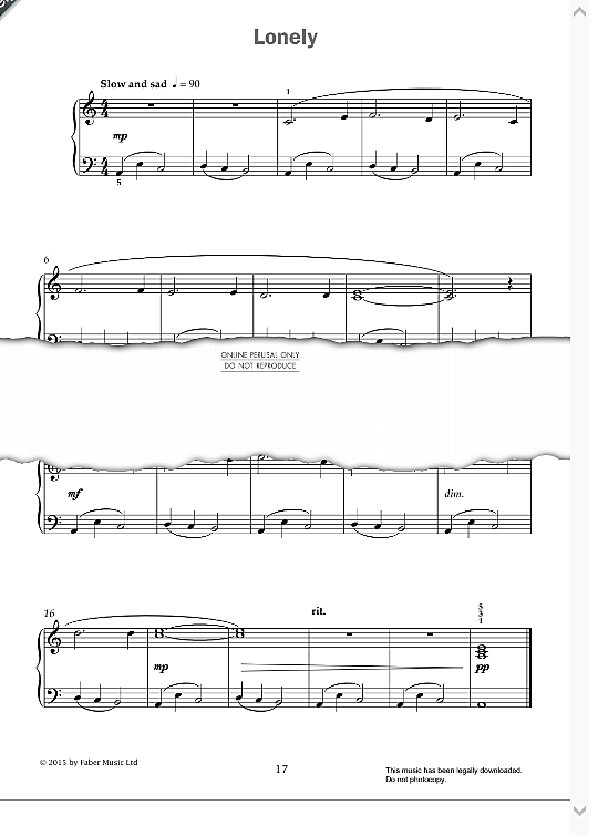 lonely from improve your sight reading! a piece a week piano grade 2  klavier solo paul harris