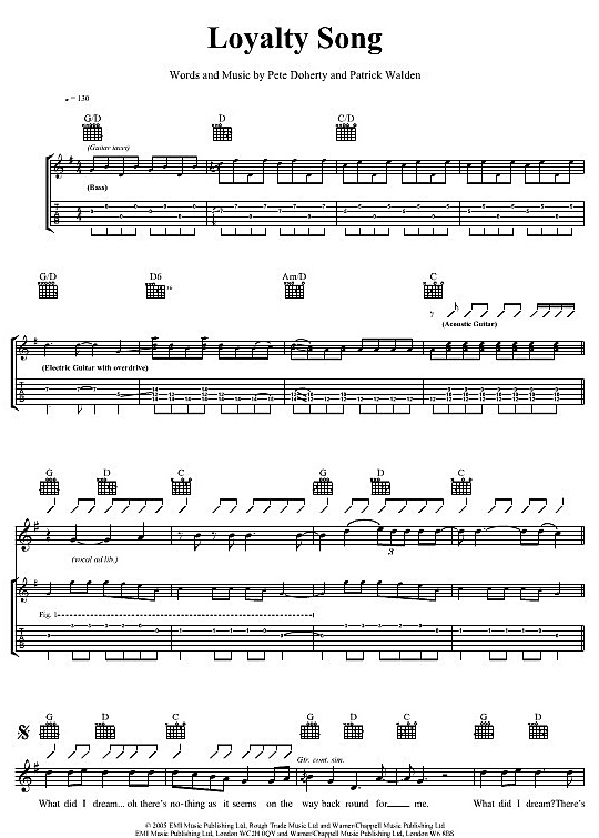 loyalty song gitarre tab babyshambles