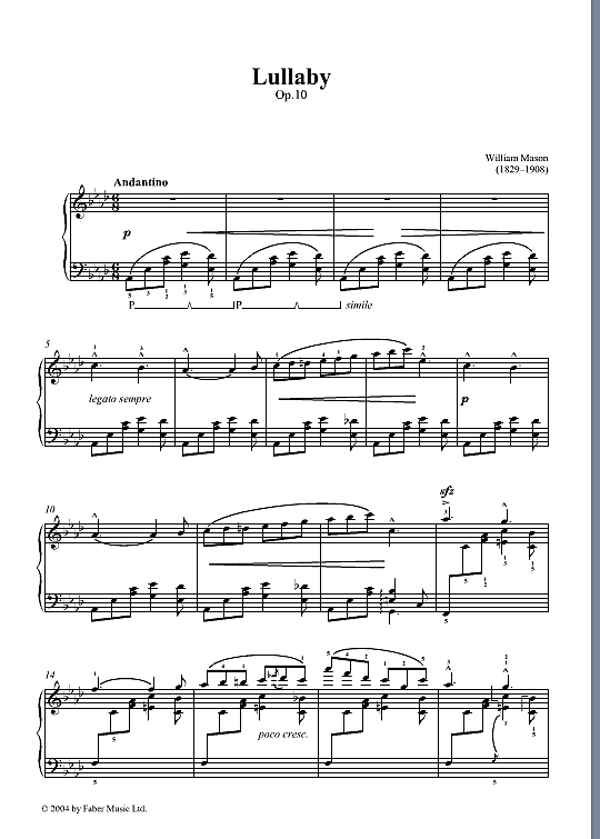 lullaby op.10 klavier solo william mason