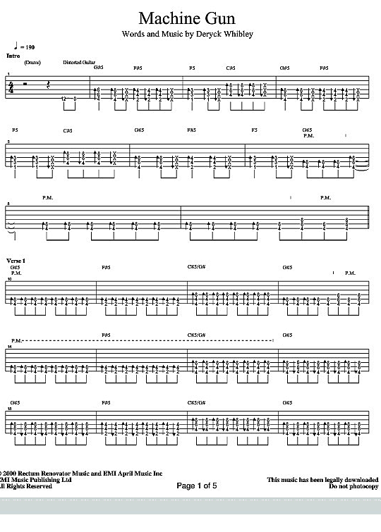 machine gun gitarre tab sum 41