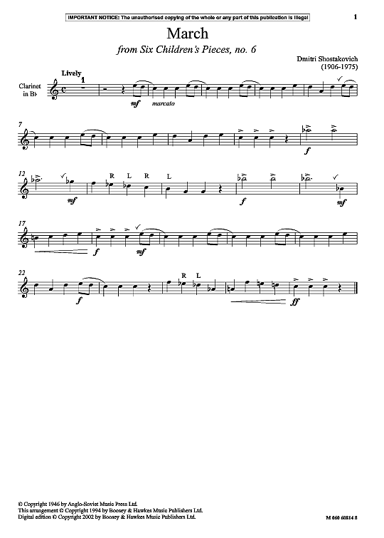 march from six children's pieces, no. 6 klavier & melodieinstr. dmitri shostakovich