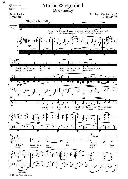 maria wiegenlied op.76 no.52 klavier & gesang max reger