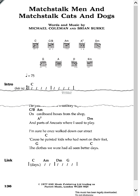 matchstalk men and matchstalk cats and dogs songbook mit akkorden michael coleman