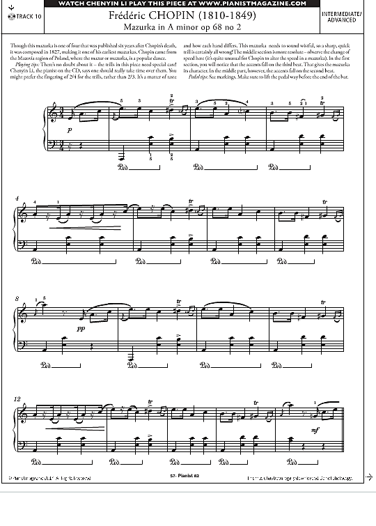 mazurka in a minor op.68 no.2 klavier solo frederic chopin