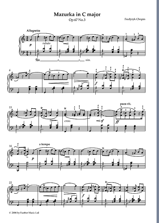 mazurka in c major op.67 no.3 klavier solo frederic chopin