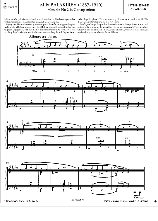 mazurka no.2 in c sharp minor klavier solo mily balakirev