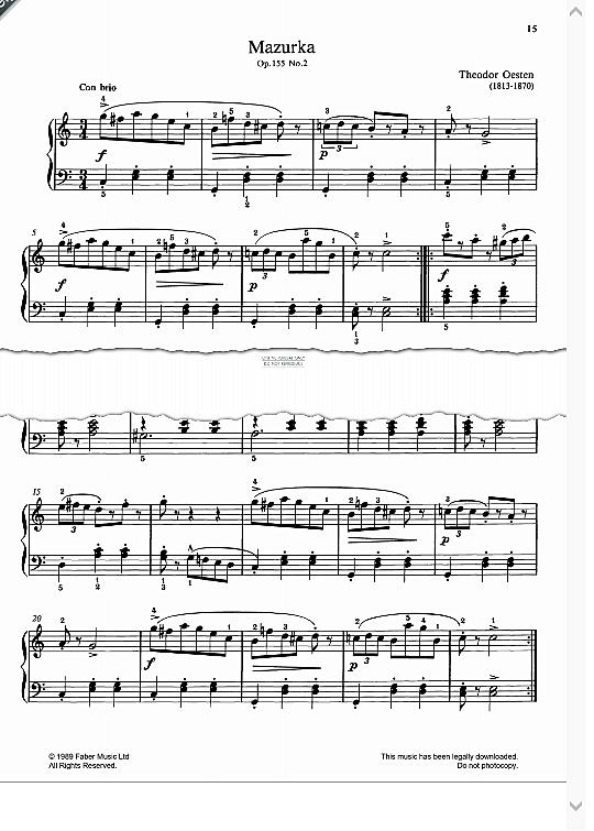 mazurka op.155, no.2 klavier solo theodor oesten