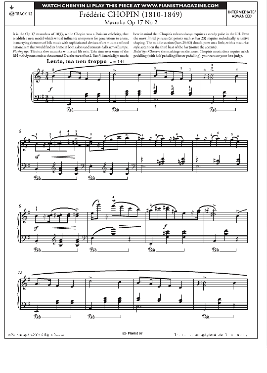 mazurka op.17, no.2 klavier solo frederic chopin
